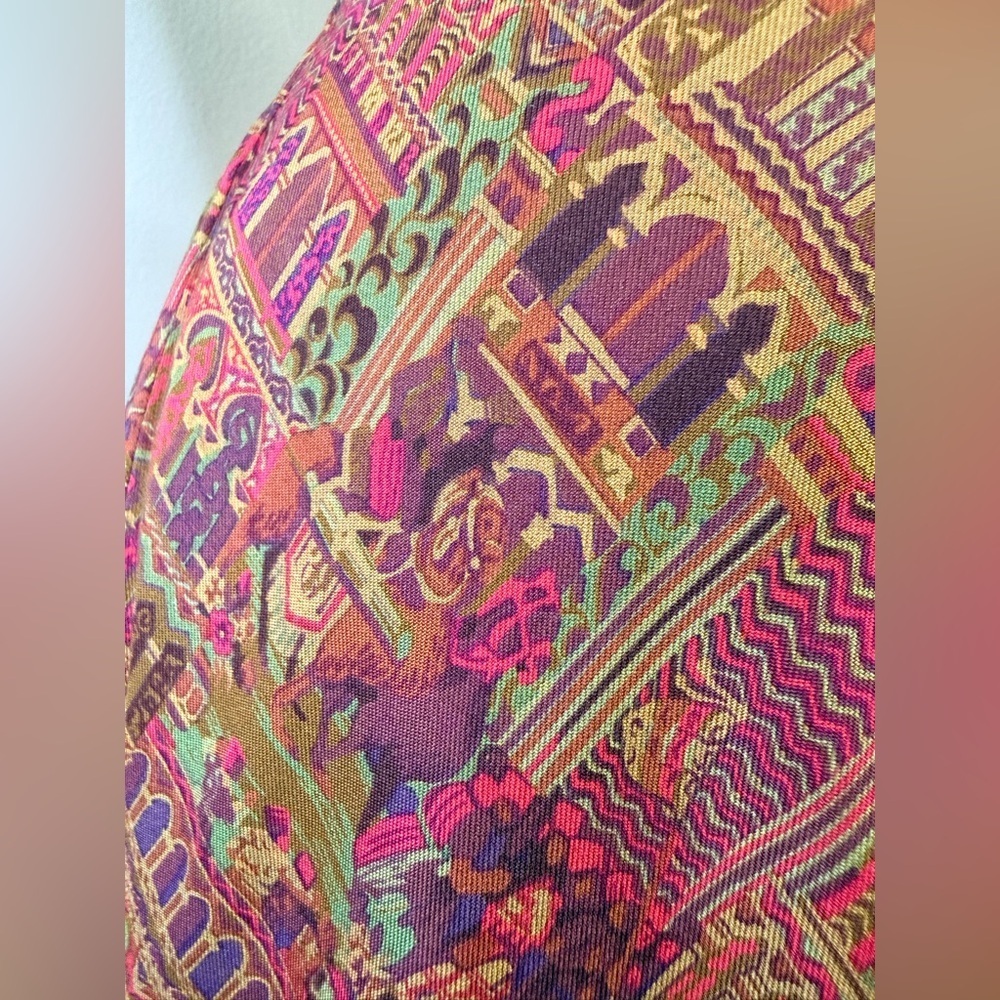 Vintage Linda Allard Ellen Tracy Silk Faux Wrap Skirt Persian Durbar Print 4 EUC - Picture 4 of 14